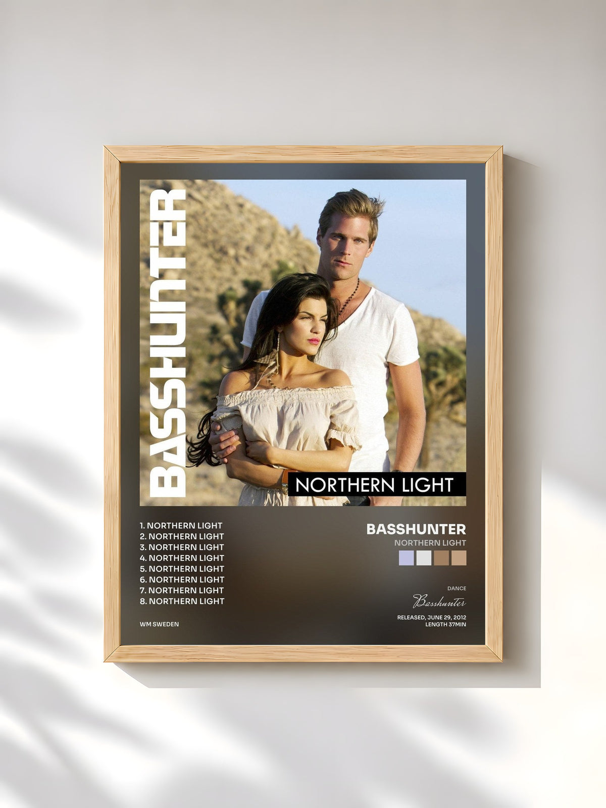 #bois Tableau de l'album Northern Light de Basshunter, cadre en bois brut, imprimé et encadré en France