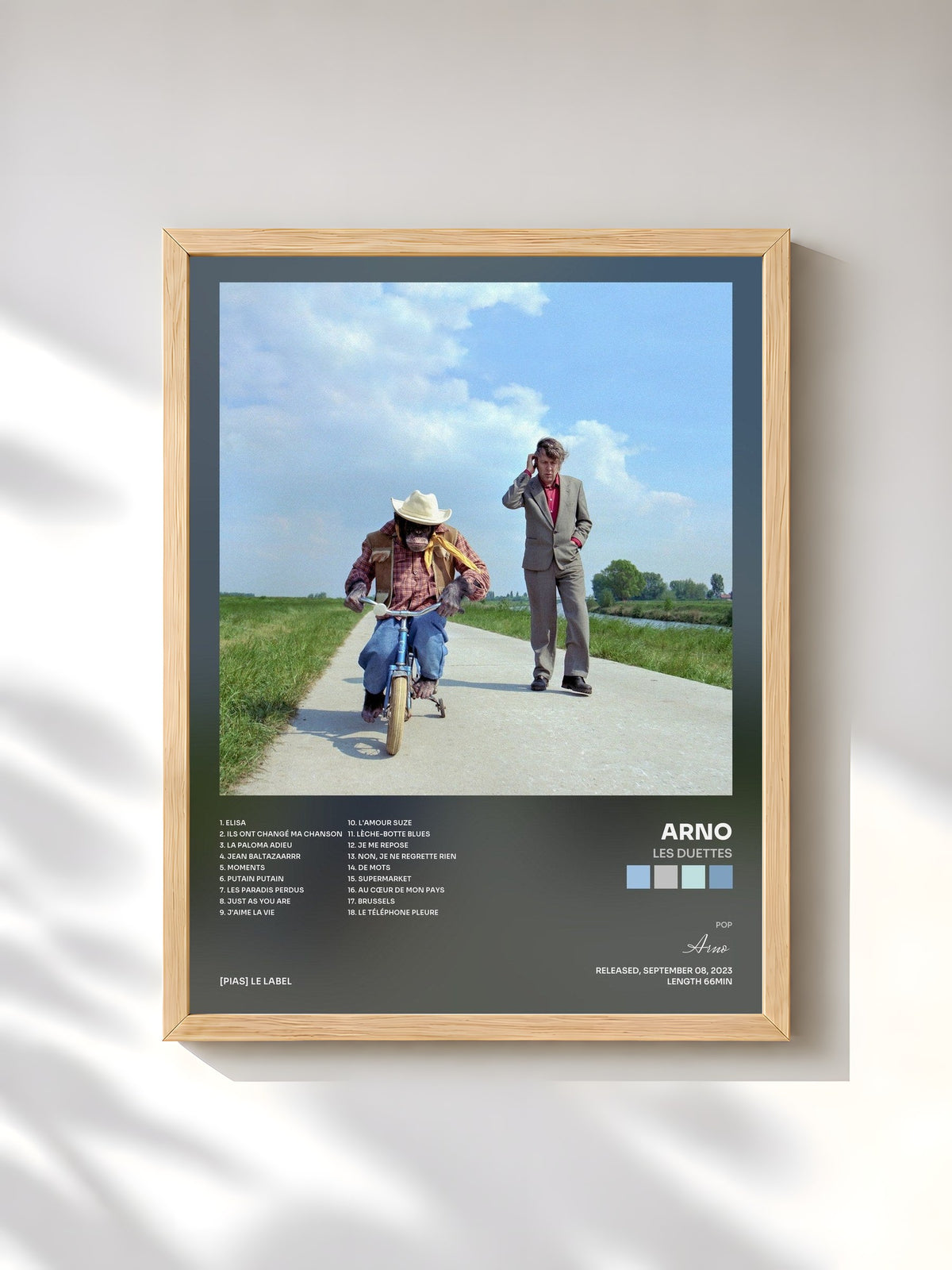 #bois Tableau de l'album Les Duettes de Arno, cadre en bois brut, imprimé et encadré en France