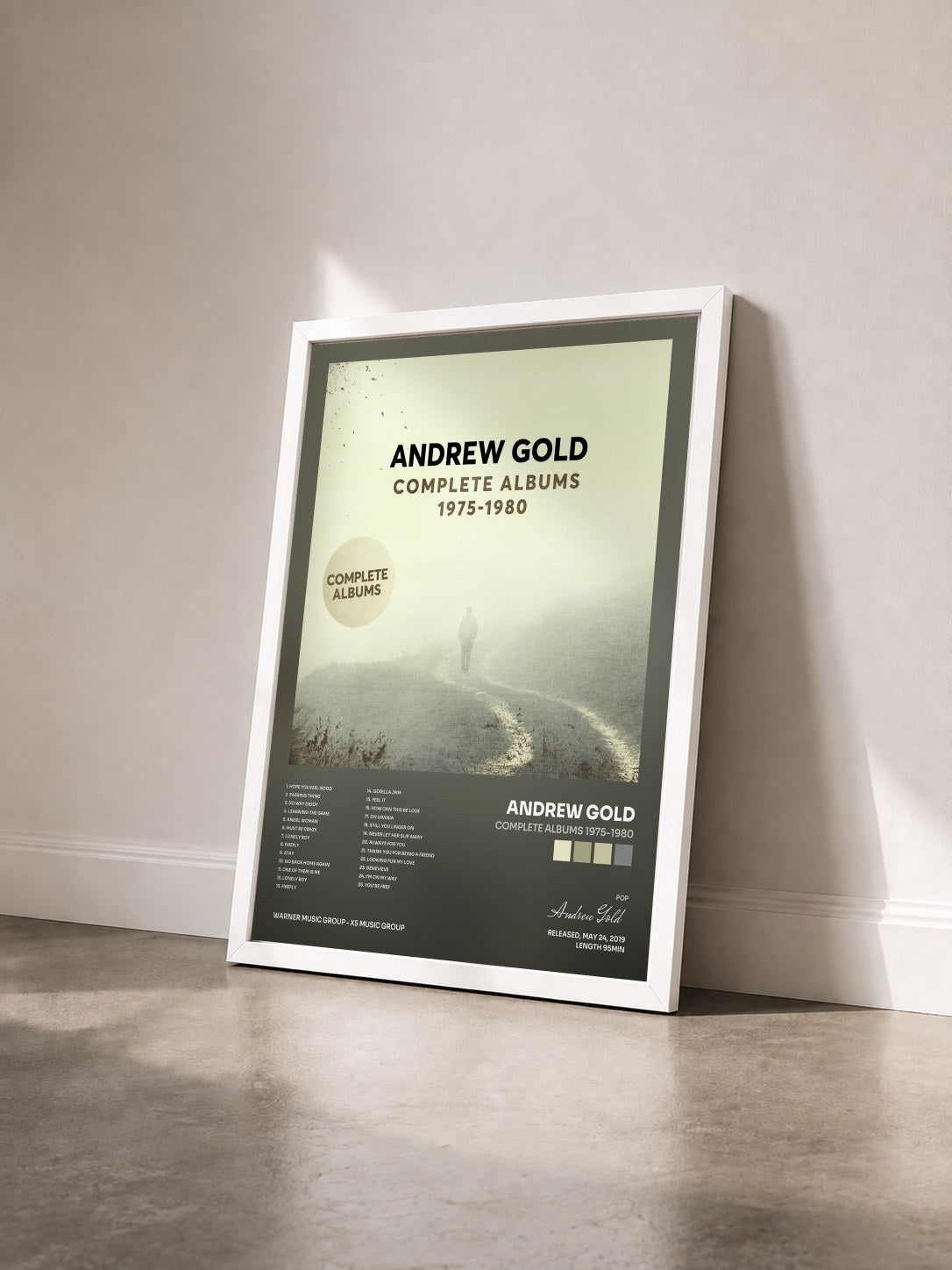 #blanc Tableau de l'album Complete Albums 1975-1980 de Andrew Gold vu de trois quarts, cadre blanc