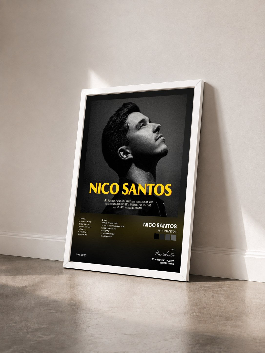 #blanc Tableau de l'album Nico Santos de Nico Santos vu de trois quarts, cadre blanc
