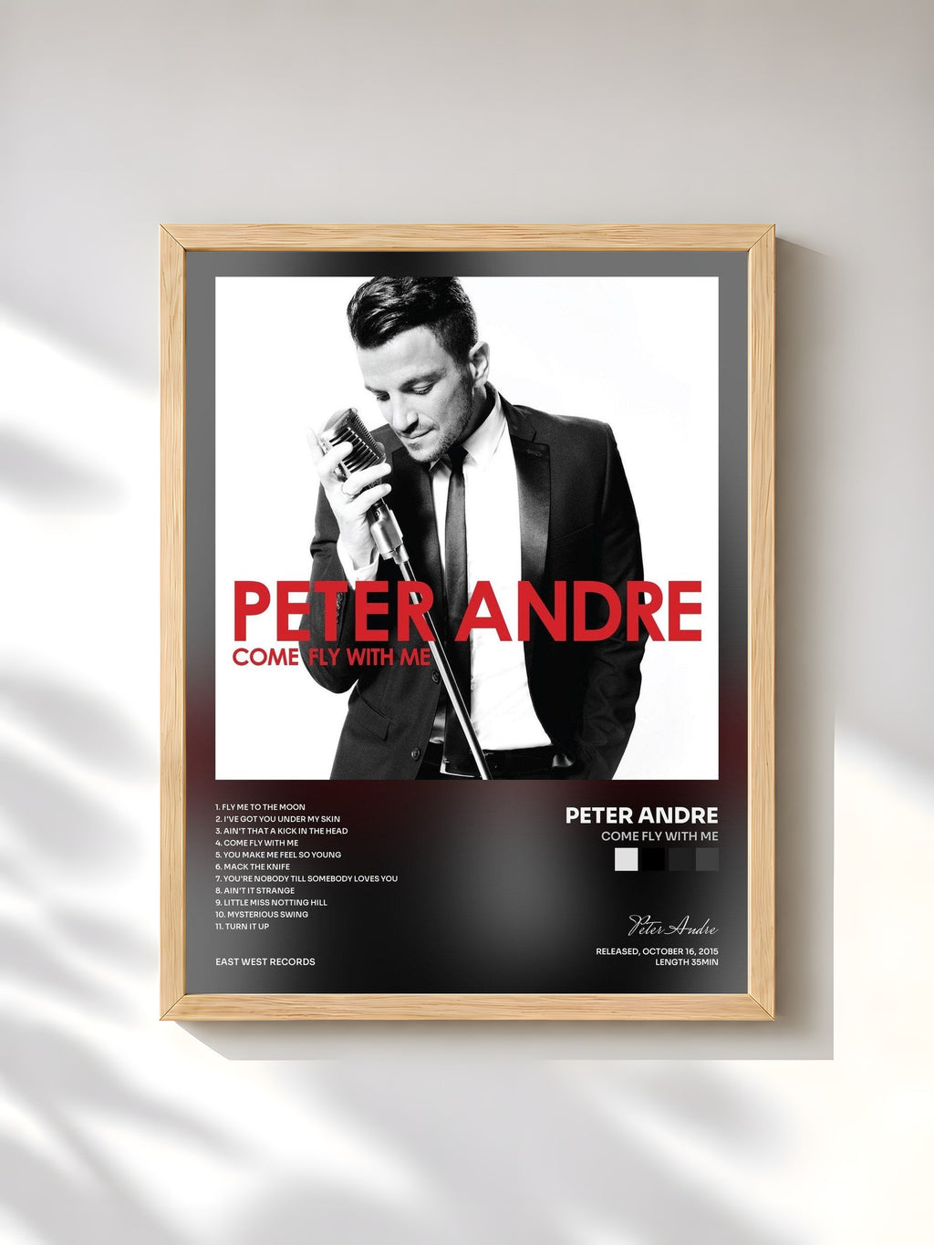 #bois Tableau de l'album Come Fly With Me de Peter Andre, cadre en bois brut, imprimé et encadré en France