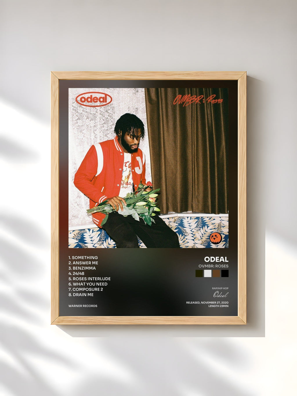 #bois Tableau de l'album OVMBR: Roses de Odeal, cadre en bois brut, imprimé et encadré en France