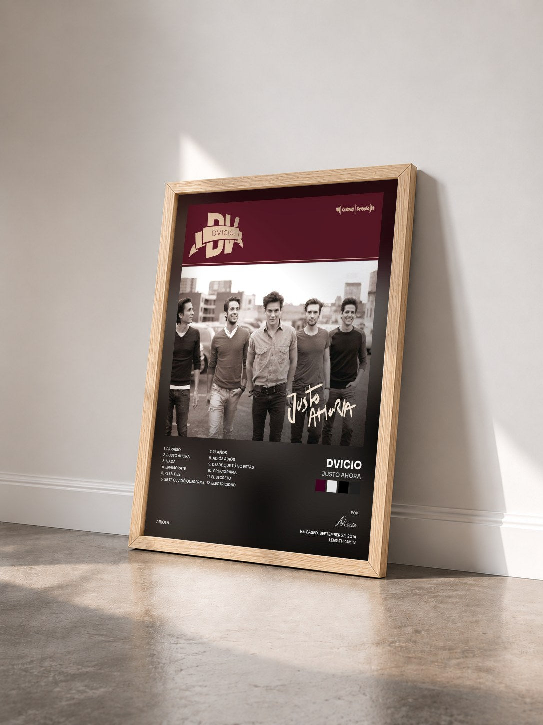 #bois Tableau de l'album Justo Ahora de Dvicio vu de trois quarts, cadre en bois brut