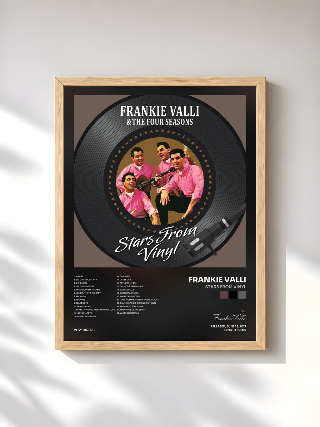 #bois Tableau de l'album Stars from Vinyl de Frankie Valli, cadre en bois brut, imprimé et encadré en France
