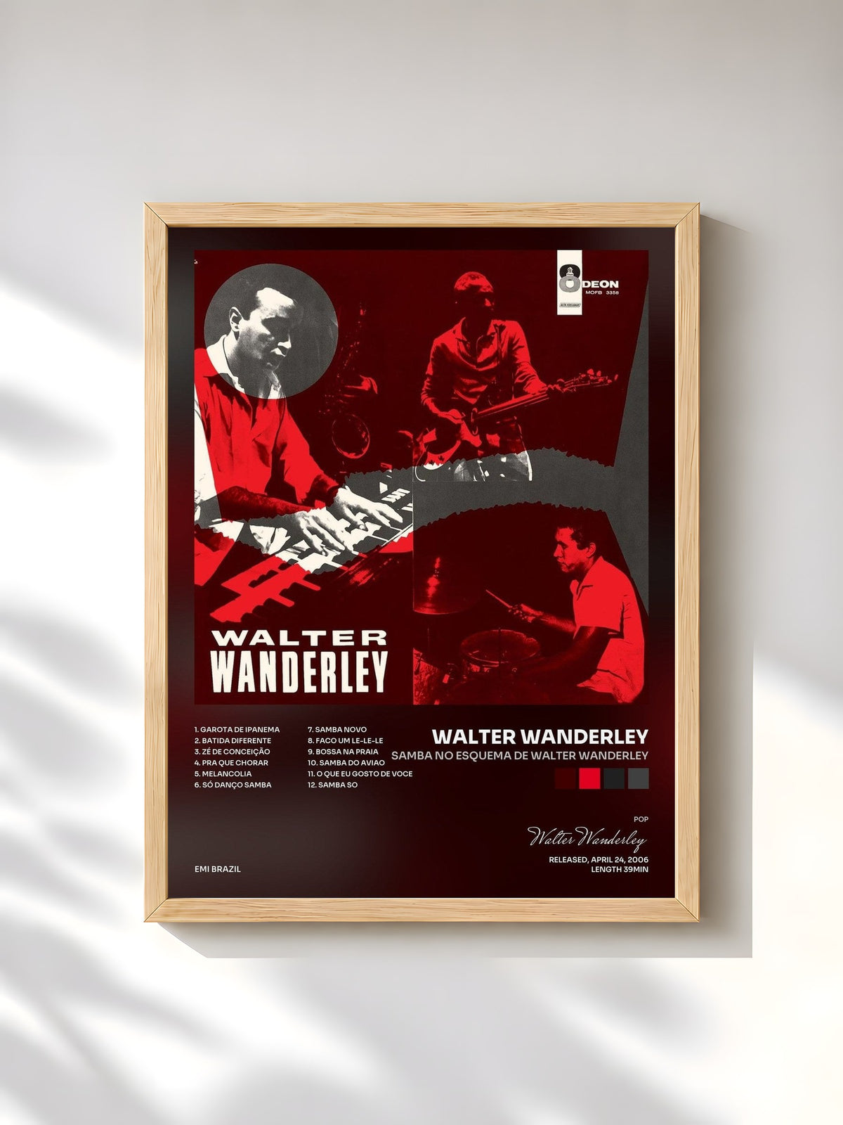 #bois Tableau de l'album Samba no Esquema de Walter Wanderley de Walter Wanderley, cadre en bois brut, imprimé et encadré en France