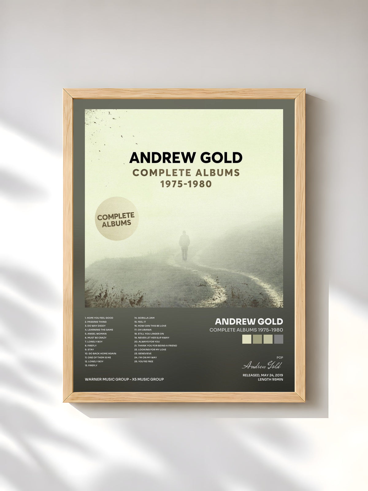 #bois Tableau de l'album Complete Albums 1975-1980 de Andrew Gold, cadre en bois brut, imprimé et encadré en France