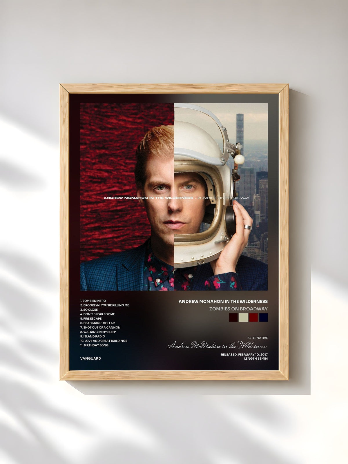 #bois Tableau de l'album Zombies On Broadway de Andrew McMahon in the Wilderness, cadre en bois brut, imprimé et encadré en France