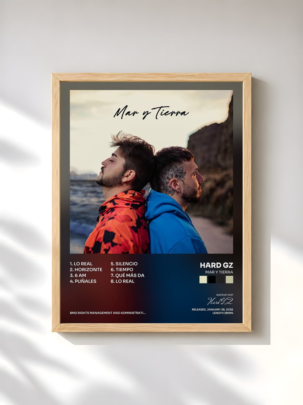 #bois Tableau de l'album Mar y Tierra de Hard GZ, cadre en bois brut, imprimé et encadré en France