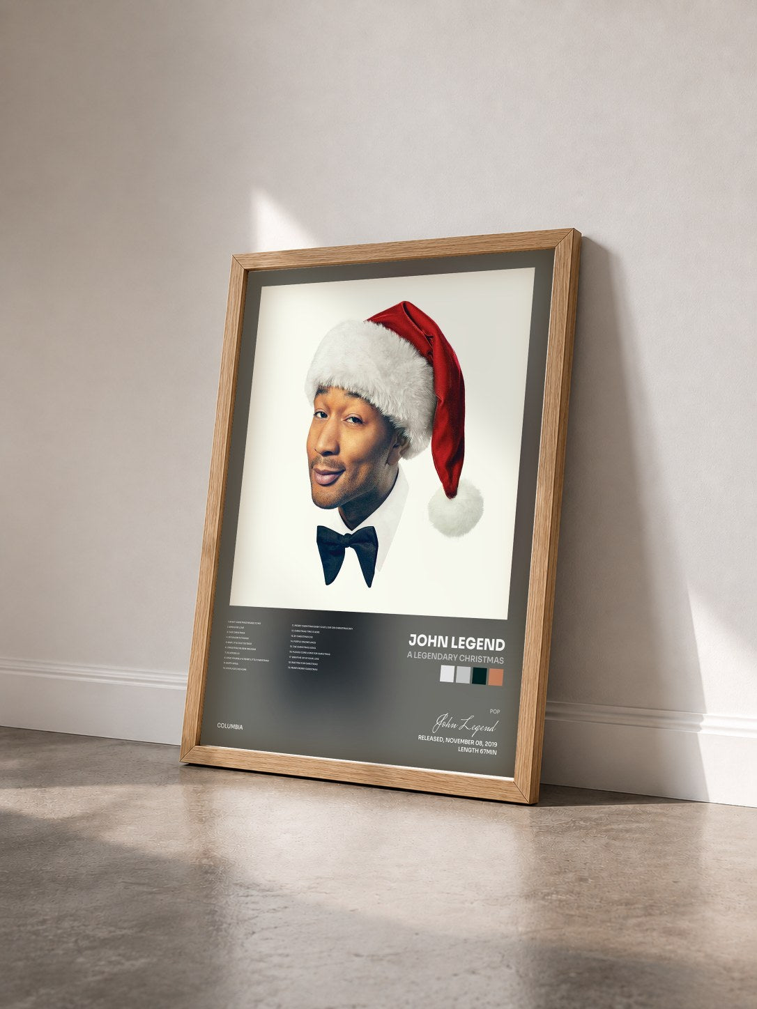 #bois Tableau de l'album A Legendary Christmas de John Legend vu de trois quarts, cadre en bois brut