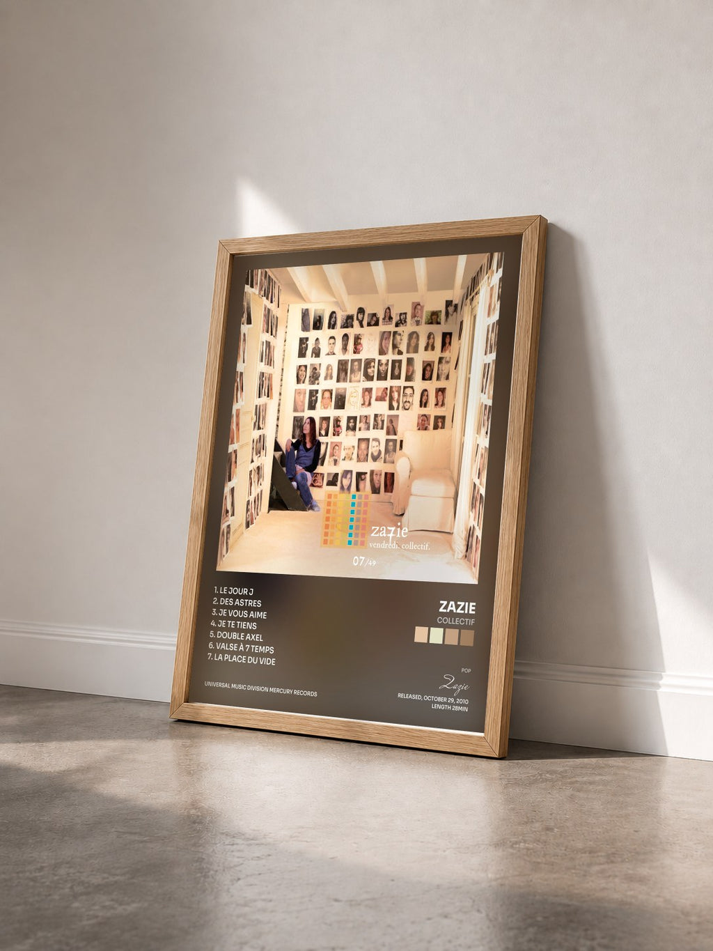 #bois Tableau de l'album Collectif de Zazie vu de trois quarts, cadre en bois brut