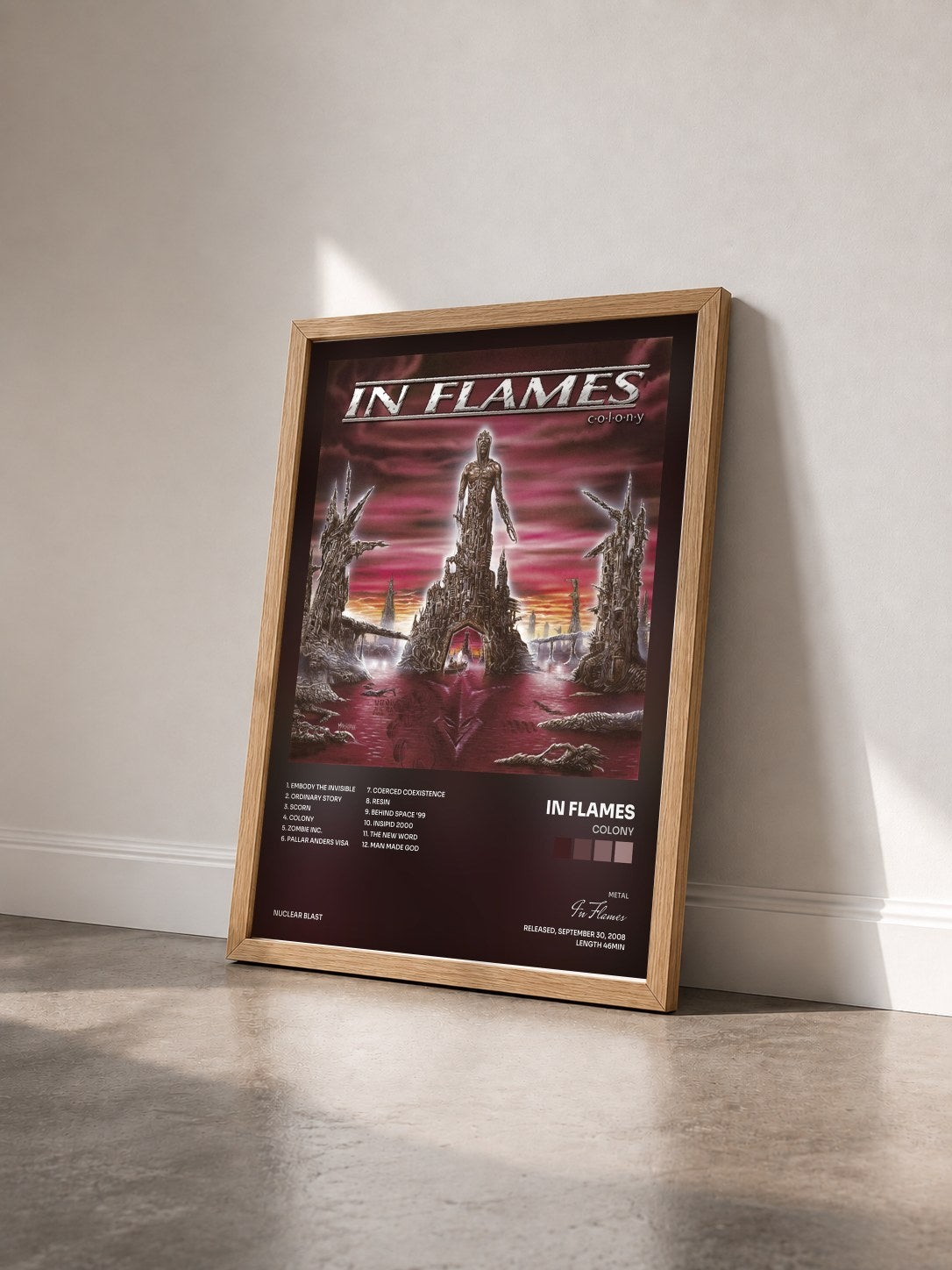 #bois Tableau de l'album Colony de In Flames vu de trois quarts, cadre en bois brut