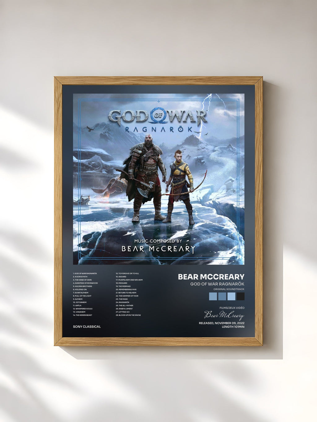 #bois Tableau de l'album God of War Ragnarök (Original Soundtrack) de Bear McCreary, cadre en bois brut, imprimé et encadré en France
