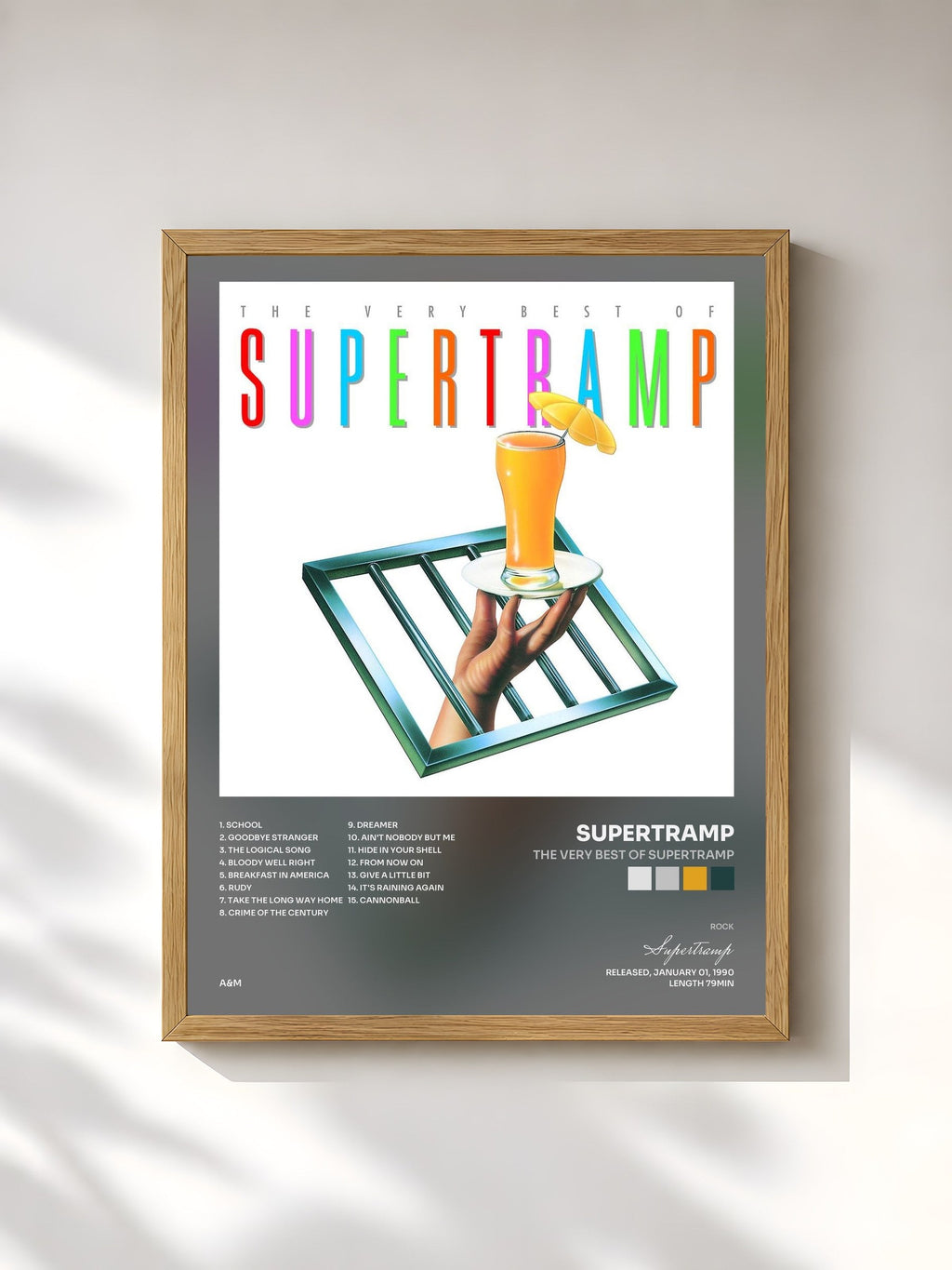 #bois Tableau de l'album The Very Best Of Supertramp de Supertramp, cadre en bois brut, imprimé et encadré en France