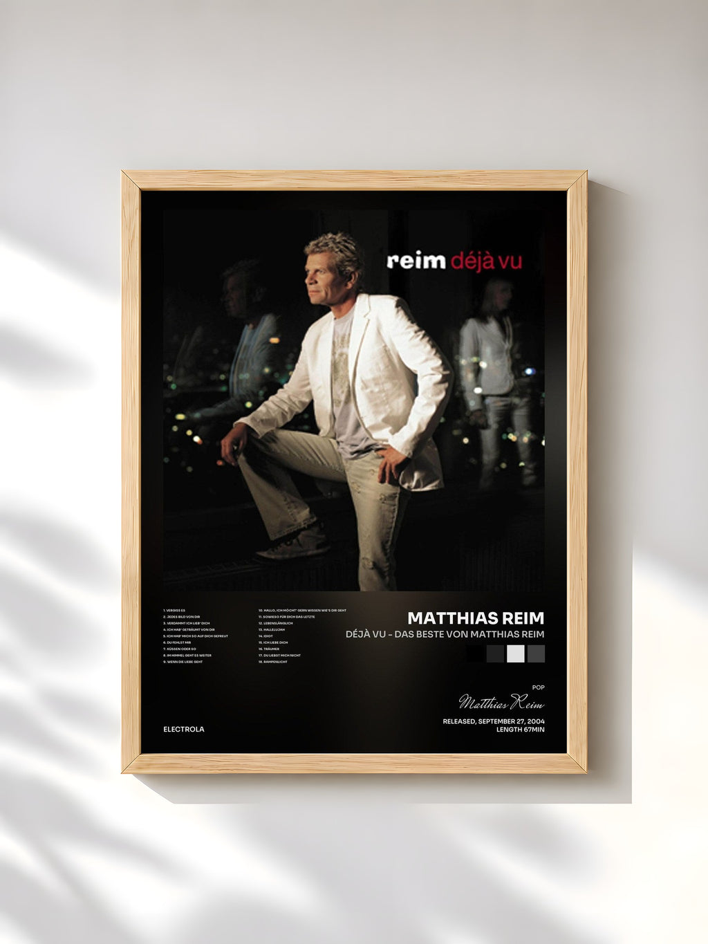 #bois Tableau de l'album Déjà Vu - Das Beste Von Matthias Reim de Matthias Reim, cadre en bois brut, imprimé et encadré en France