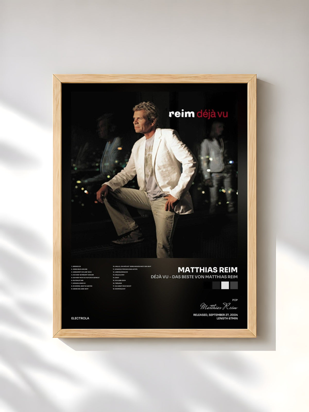 #bois Tableau de l'album Déjà Vu - Das Beste Von Matthias Reim de Matthias Reim, cadre en bois brut, imprimé et encadré en France