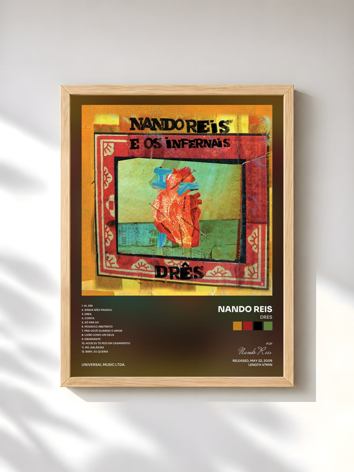 #bois Tableau de l'album Dres de Nando Reis, cadre en bois brut, imprimé et encadré en France