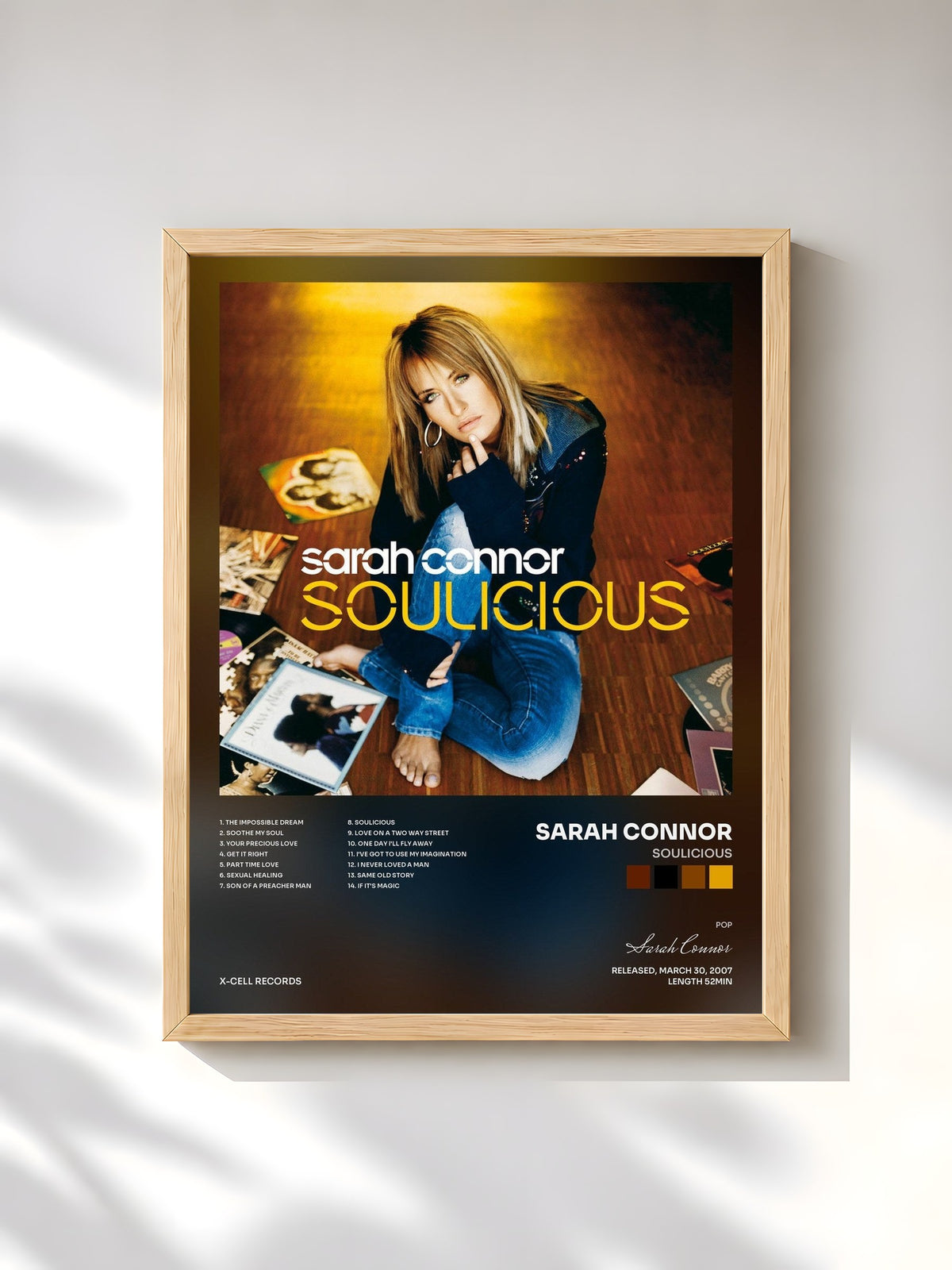 #bois Tableau de l'album Soulicious de Sarah Connor, cadre en bois brut, imprimé et encadré en France