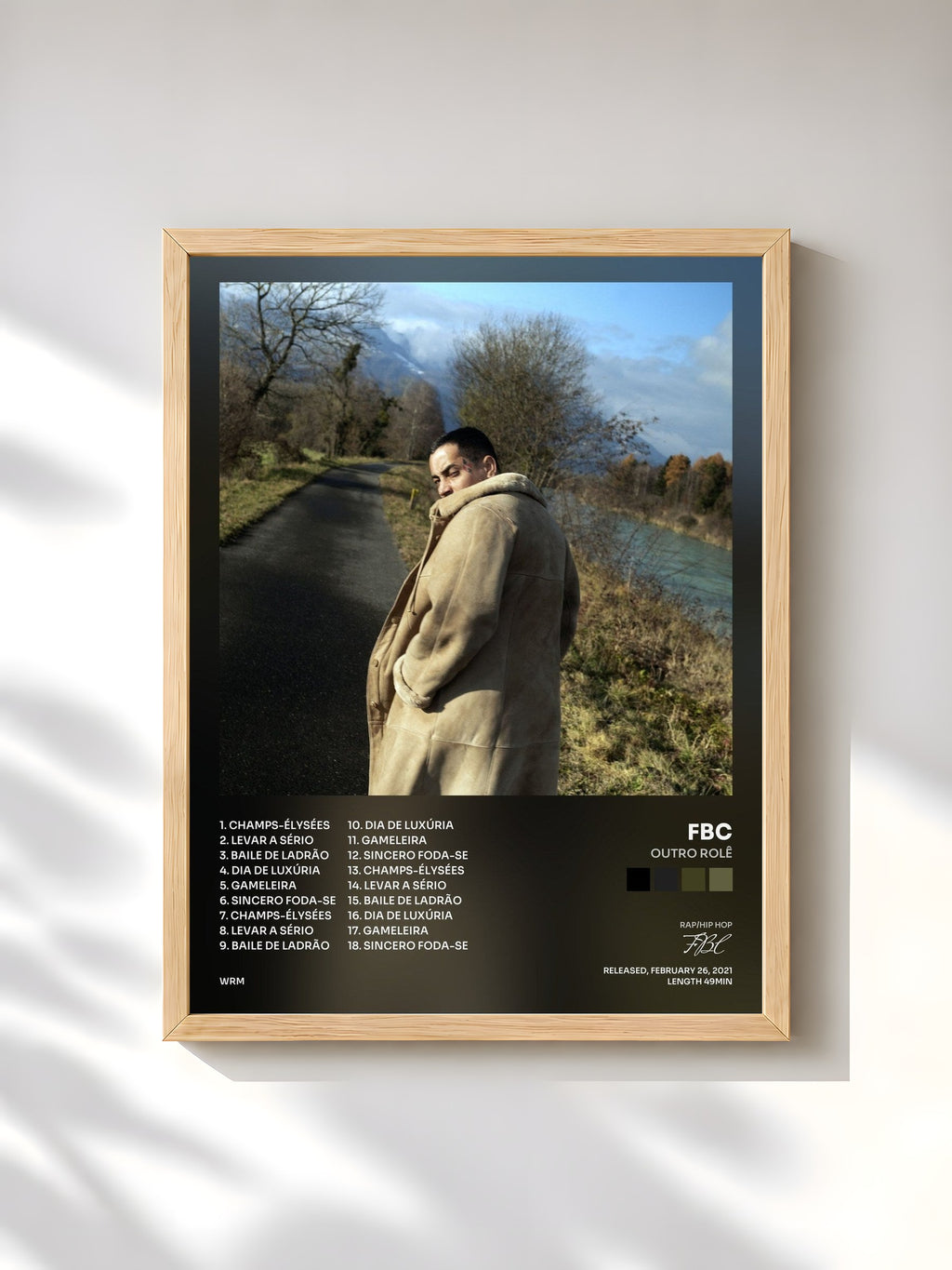#bois Tableau de l'album OUTRO ROLÊ de FBC, cadre en bois brut, imprimé et encadré en France