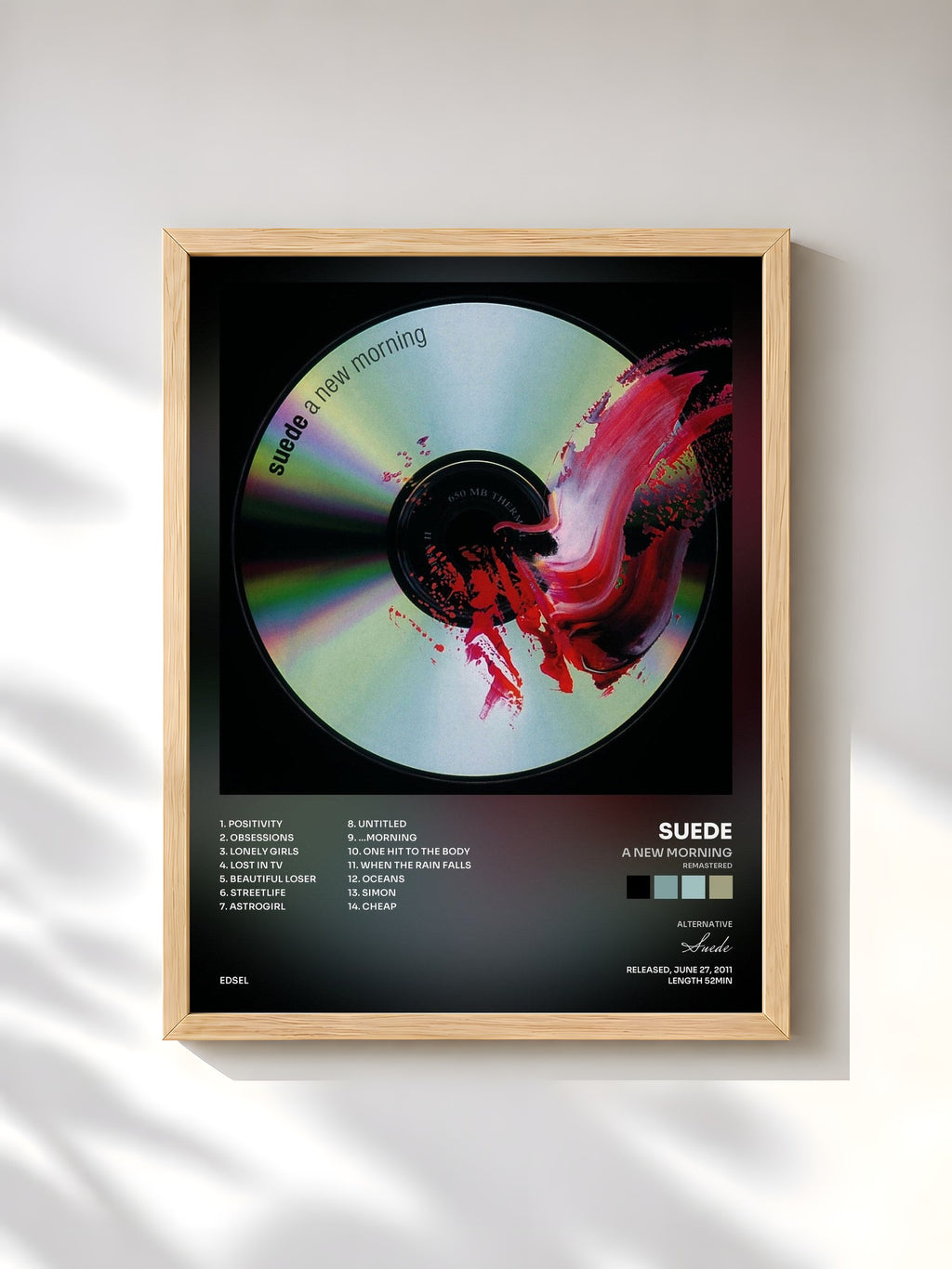 #bois Tableau de l'album A New Morning (Remastered) de Suede, cadre en bois brut, imprimé et encadré en France