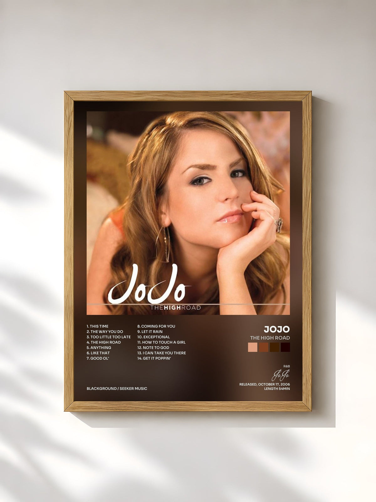 #bois Tableau de l'album The High Road de JoJo, cadre en bois brut, imprimé et encadré en France