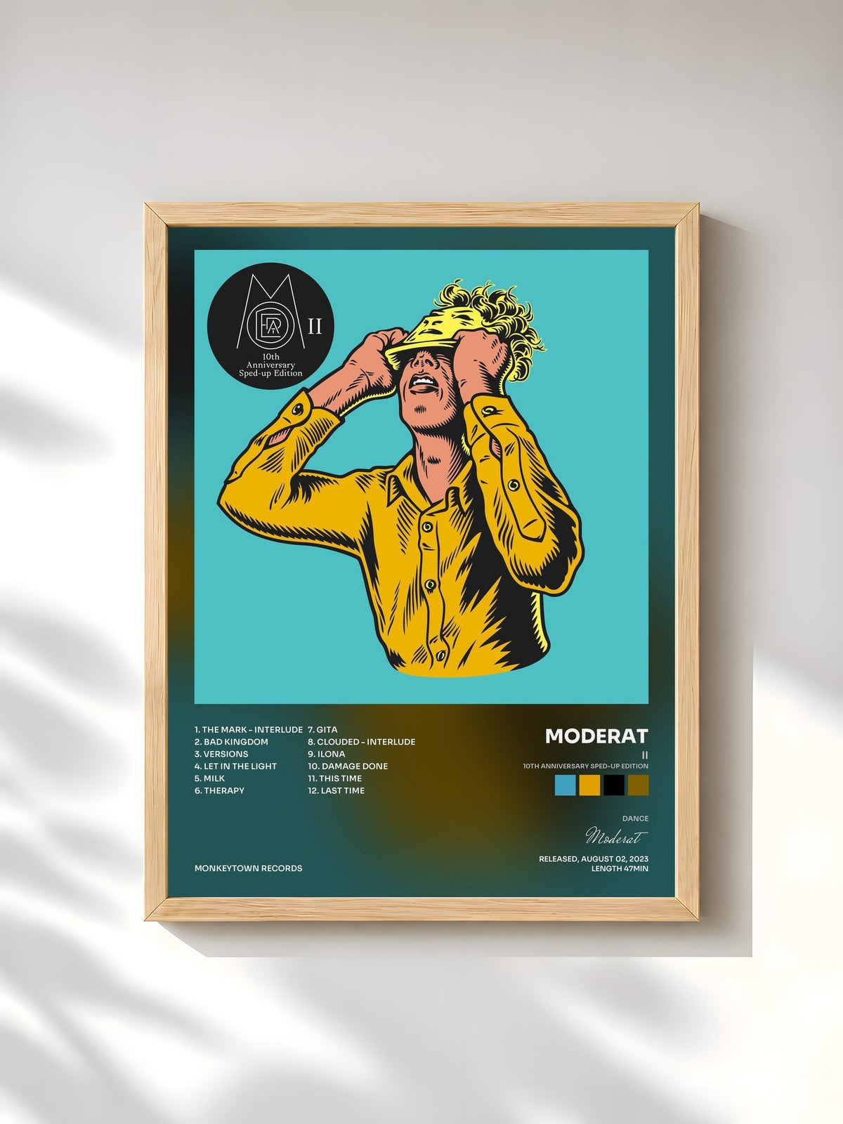 #bois Tableau de l'album II (10th Anniversary Sped-up Edition) de Moderat, cadre en bois brut, imprimé et encadré en France
