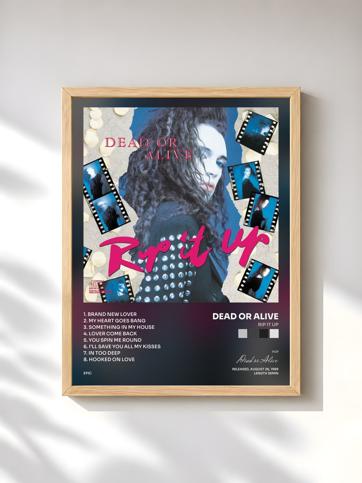 #bois Tableau de l'album Rip It Up de Dead or Alive, cadre en bois brut, imprimé et encadré en France
