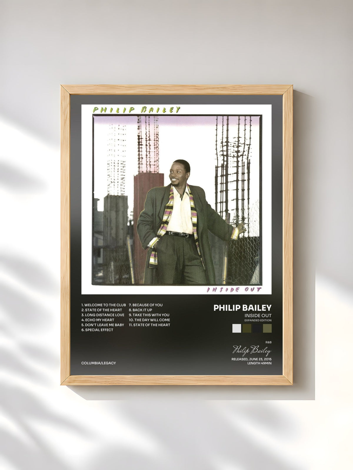 #bois Tableau de l'album Inside Out (Expanded Edition) de Philip Bailey, cadre en bois brut, imprimé et encadré en France