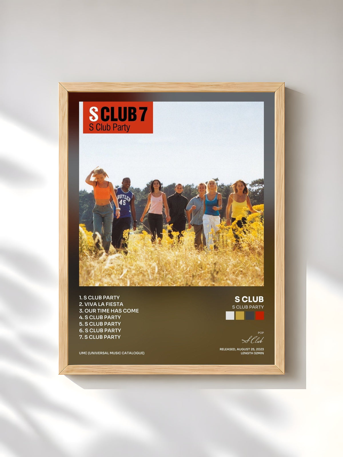 #bois Tableau de l'album S Club Party de S Club, cadre en bois brut, imprimé et encadré en France