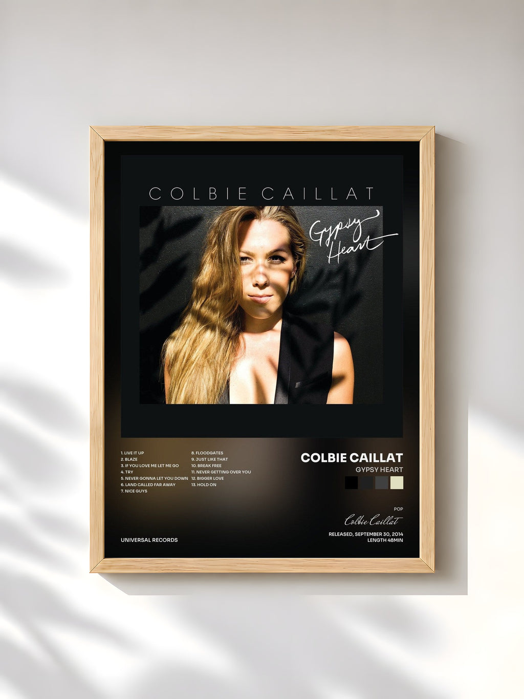 #bois Tableau de l'album Gypsy Heart de Colbie Caillat, cadre en bois brut, imprimé et encadré en France