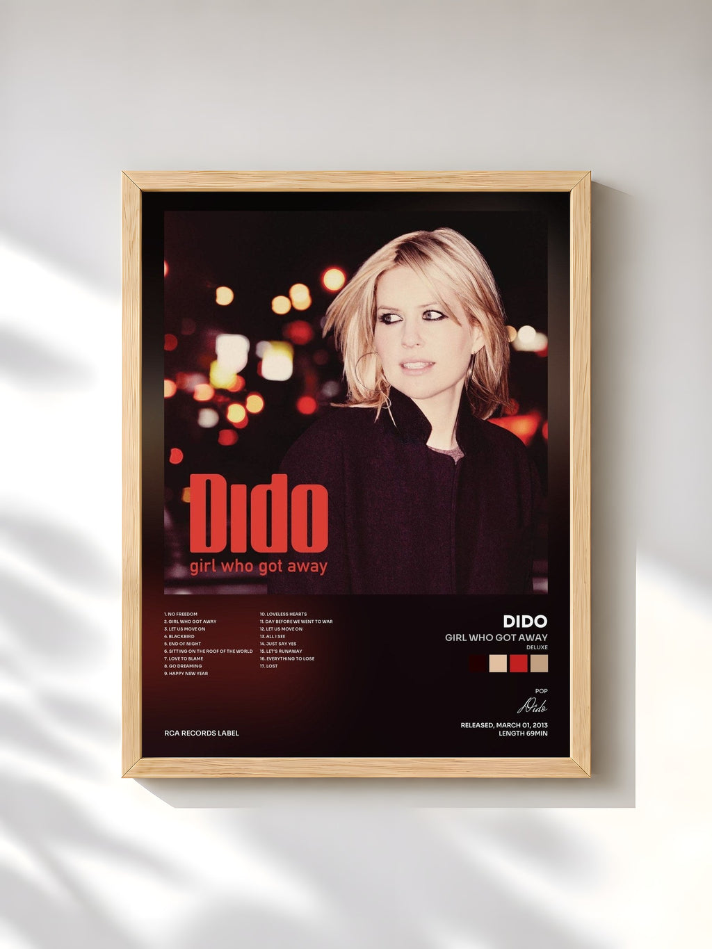 #bois Tableau de l'album Girl Who Got Away (Deluxe) de Dido, cadre en bois brut, imprimé et encadré en France