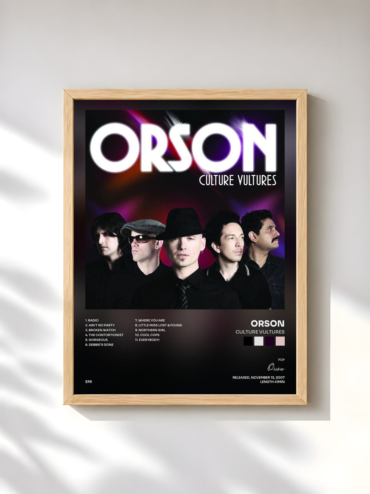 #bois Tableau de l'album Culture Vultures de Orson, cadre en bois brut, imprimé et encadré en France