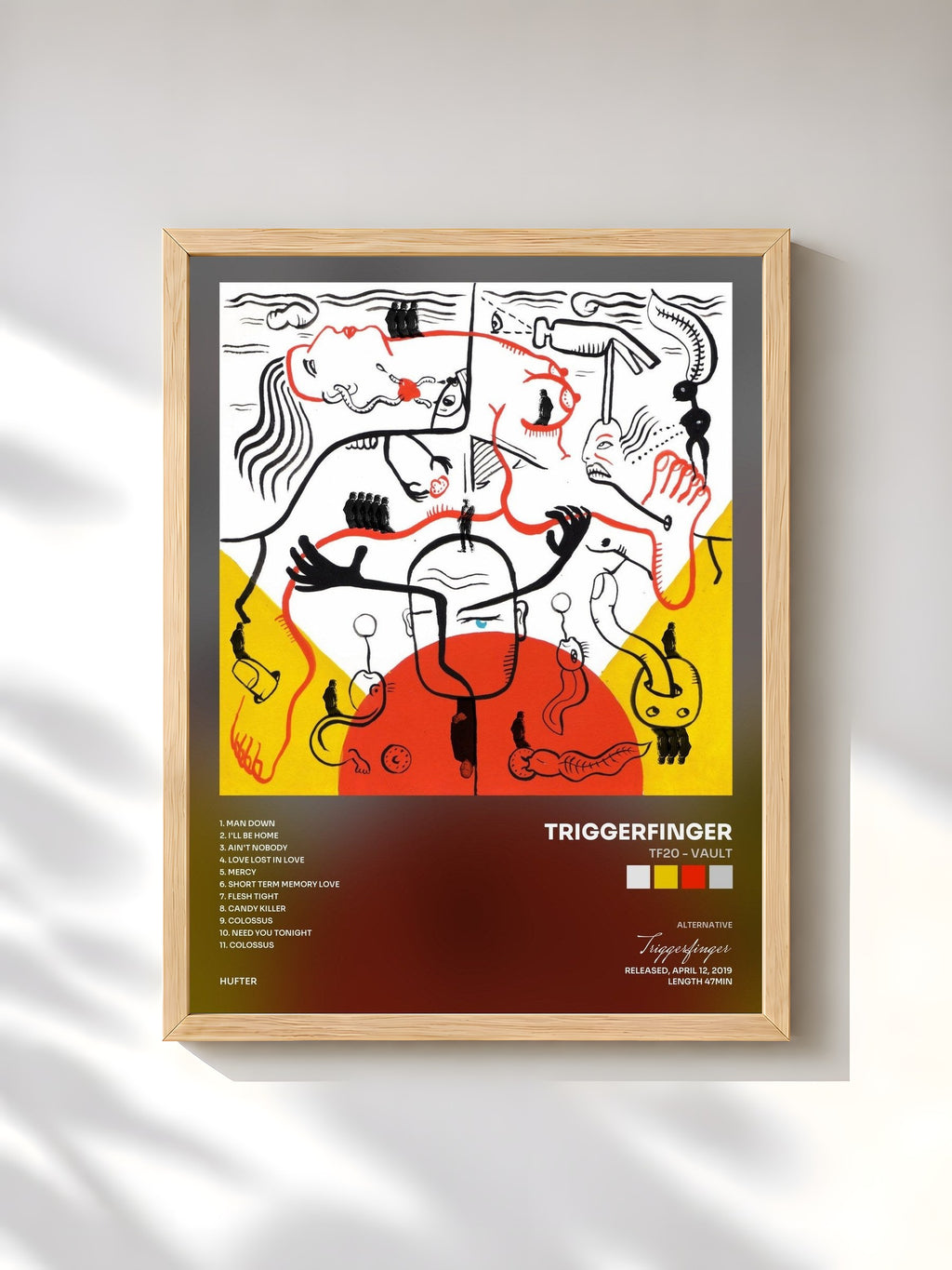 #bois Tableau de l'album Tf20 - Vault de Triggerfinger, cadre en bois brut, imprimé et encadré en France