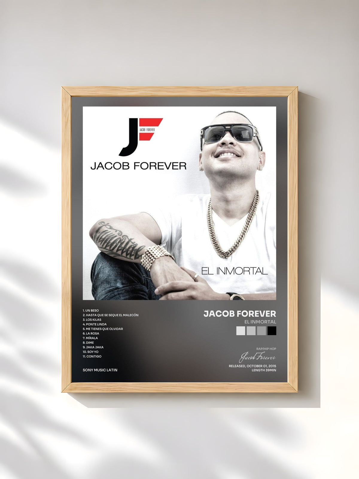 #bois Tableau de l'album El Inmortal de Jacob Forever, cadre en bois brut, imprimé et encadré en France