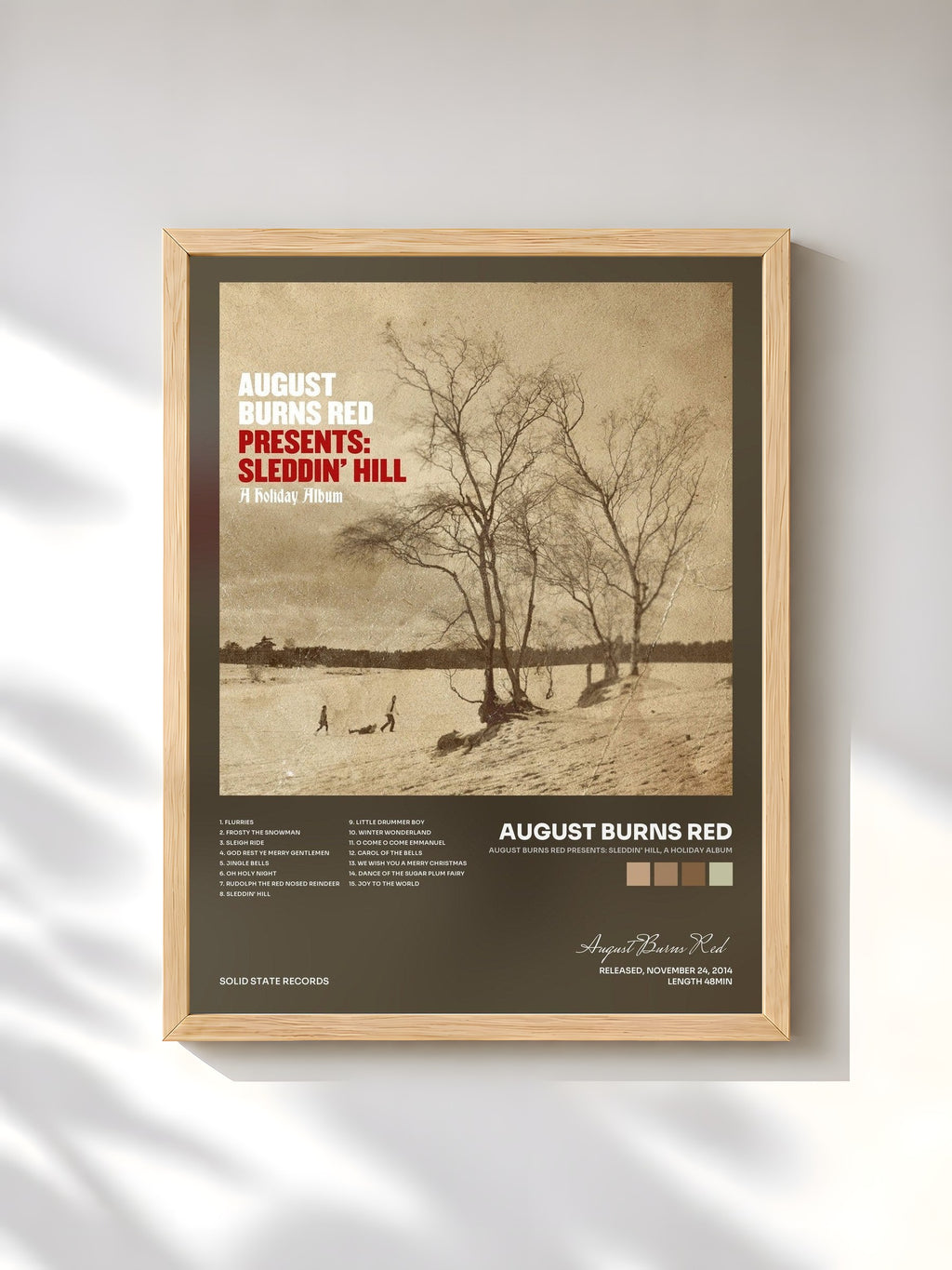 #bois Tableau de l'album August Burns Red Presents: Sleddin' Hill, A Holiday Album de August Burns Red, cadre en bois brut, imprimé et encadré en France
