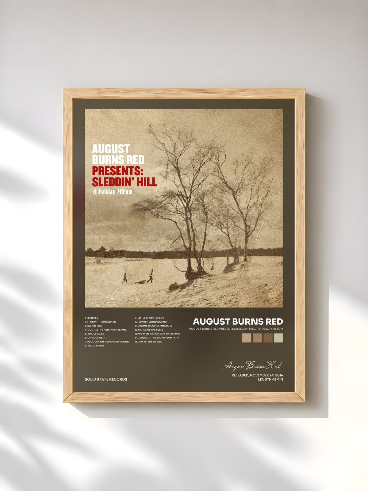 #bois Tableau de l'album August Burns Red Presents: Sleddin' Hill, A Holiday Album de August Burns Red, cadre en bois brut, imprimé et encadré en France