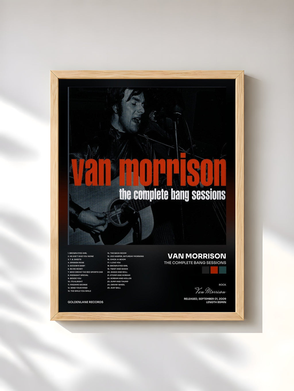#bois Tableau de l'album The Complete Bang Sessions de Van Morrison, cadre en bois brut, imprimé et encadré en France