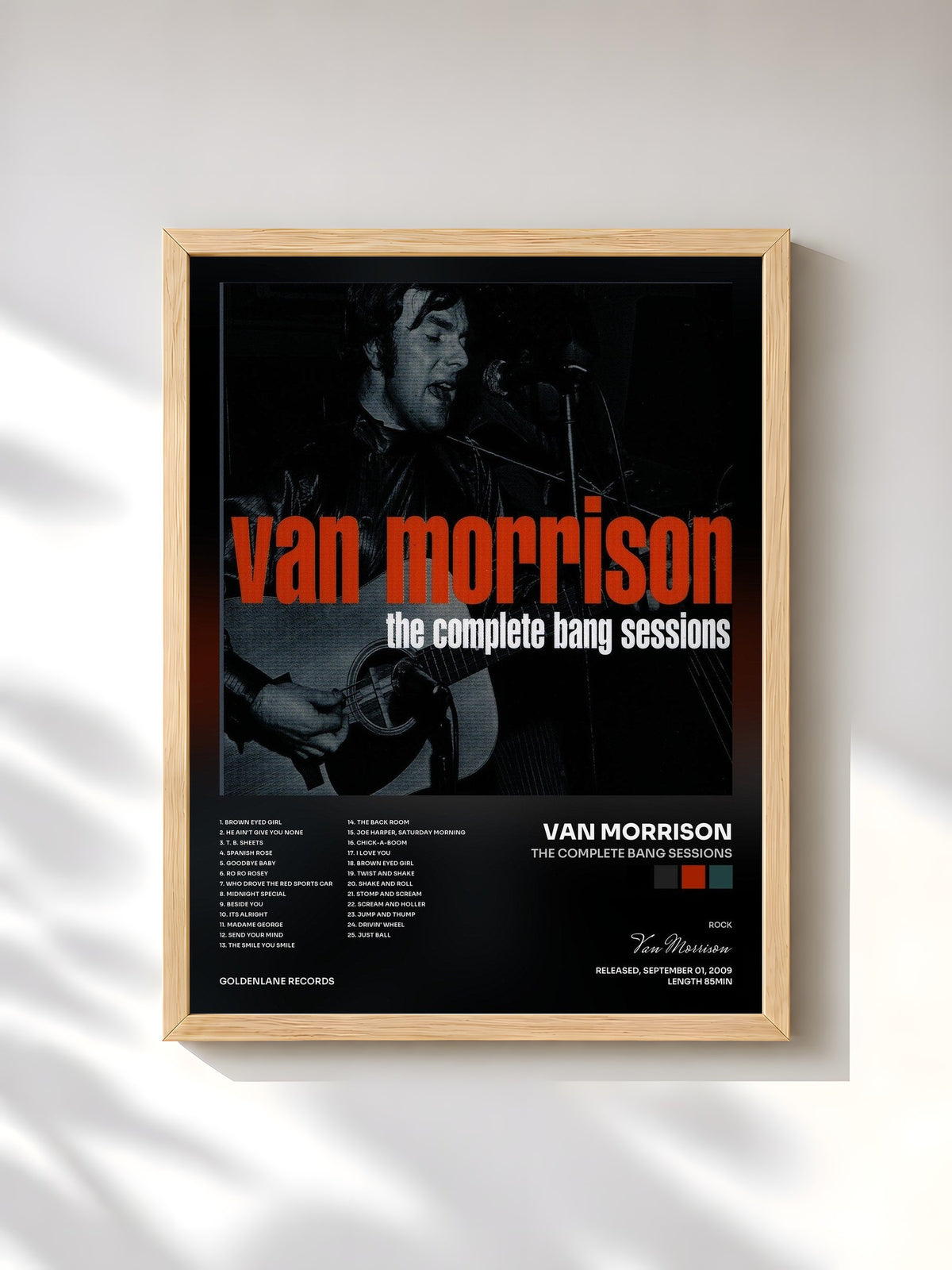 #bois Tableau de l'album The Complete Bang Sessions de Van Morrison, cadre en bois brut, imprimé et encadré en France