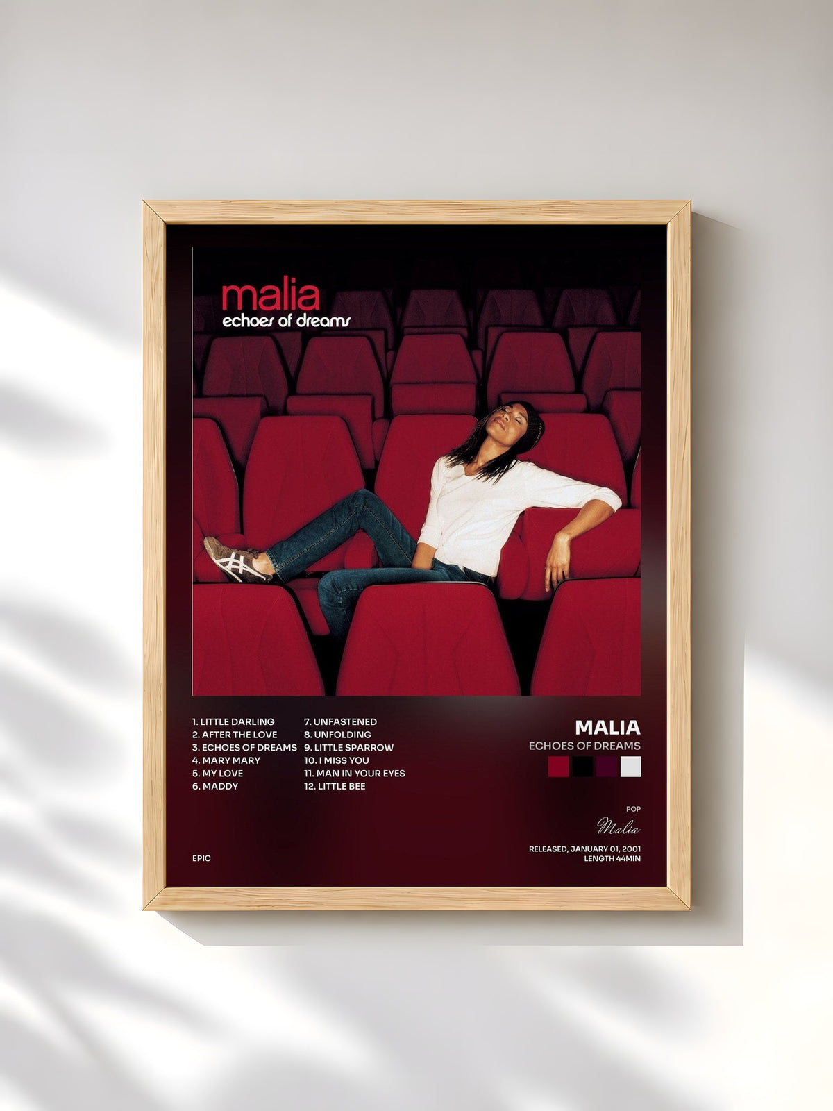 #bois Tableau de l'album Echoes of Dreams de Malia, cadre en bois brut, imprimé et encadré en France