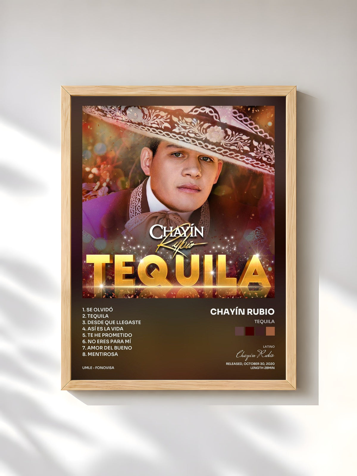 #bois Tableau de l'album Tequila de Chayín Rubio, cadre en bois brut, imprimé et encadré en France