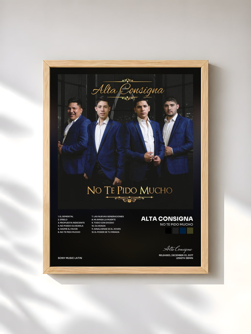 #bois Tableau de l'album No Te Pido Mucho de Alta Consigna, cadre en bois brut, imprimé et encadré en France