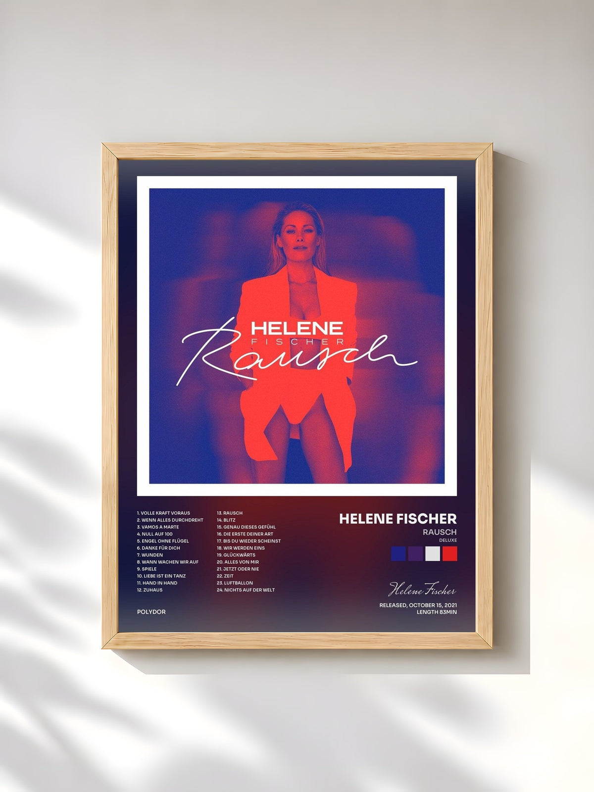 #bois Tableau de l'album Rausch (Deluxe) de Helene Fischer, cadre en bois brut, imprimé et encadré en France
