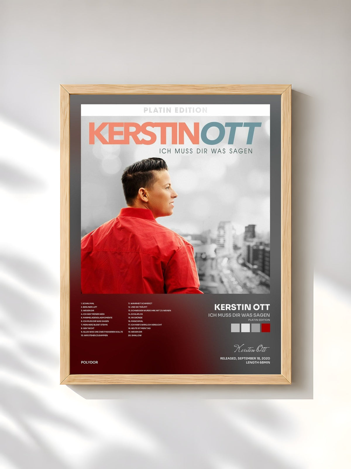 #bois Tableau de l'album Ich muss Dir was sagen (Platin Edition) de Kerstin Ott, cadre en bois brut, imprimé et encadré en France