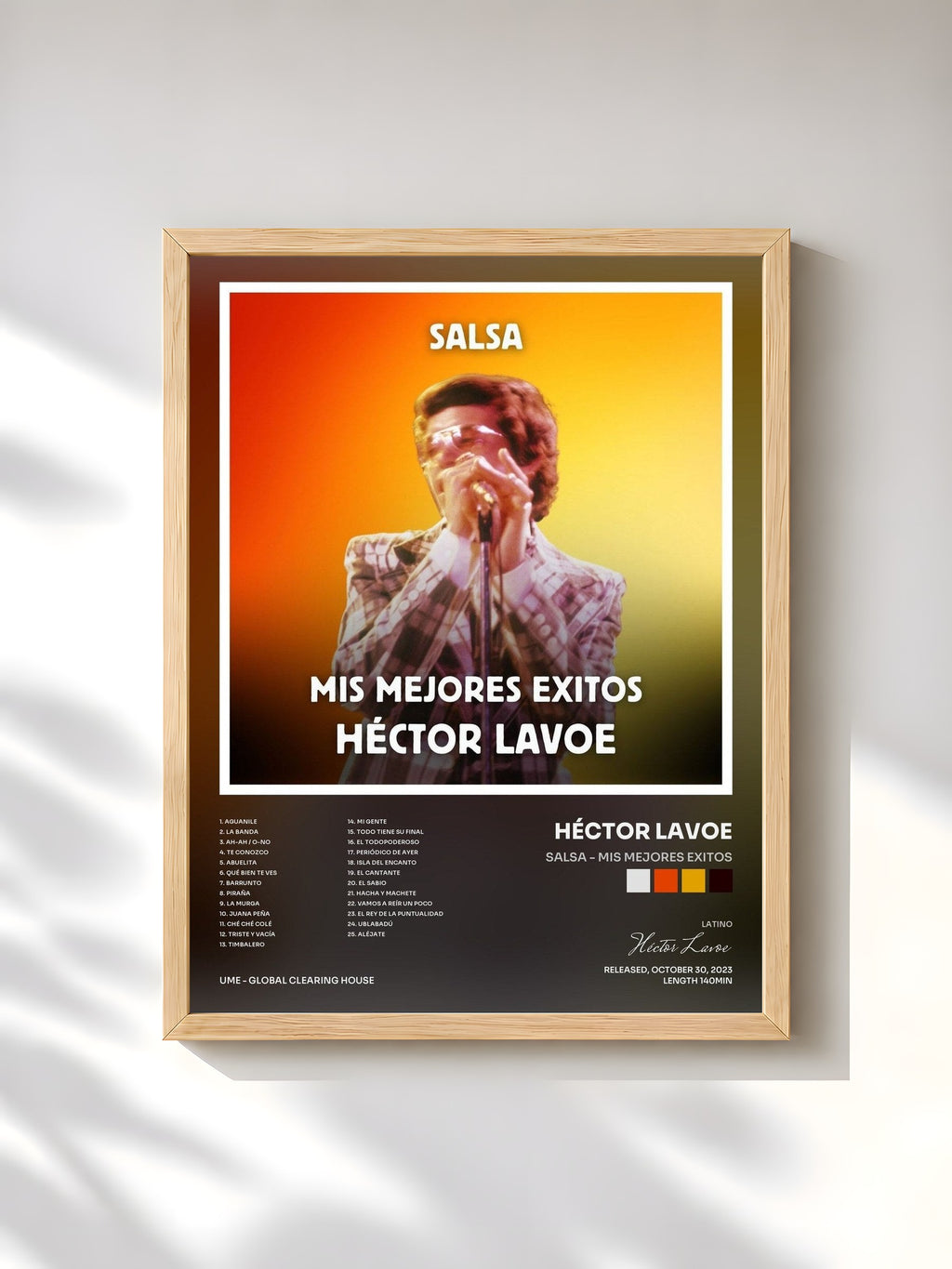 #bois Tableau de l'album Salsa - Mis Mejores Exitos de Héctor Lavoe, cadre en bois brut, imprimé et encadré en France