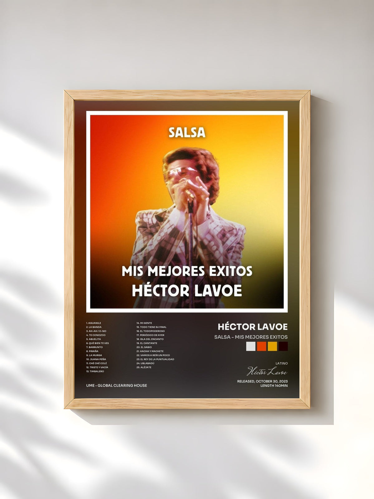 #bois Tableau de l'album Salsa - Mis Mejores Exitos de Héctor Lavoe, cadre en bois brut, imprimé et encadré en France