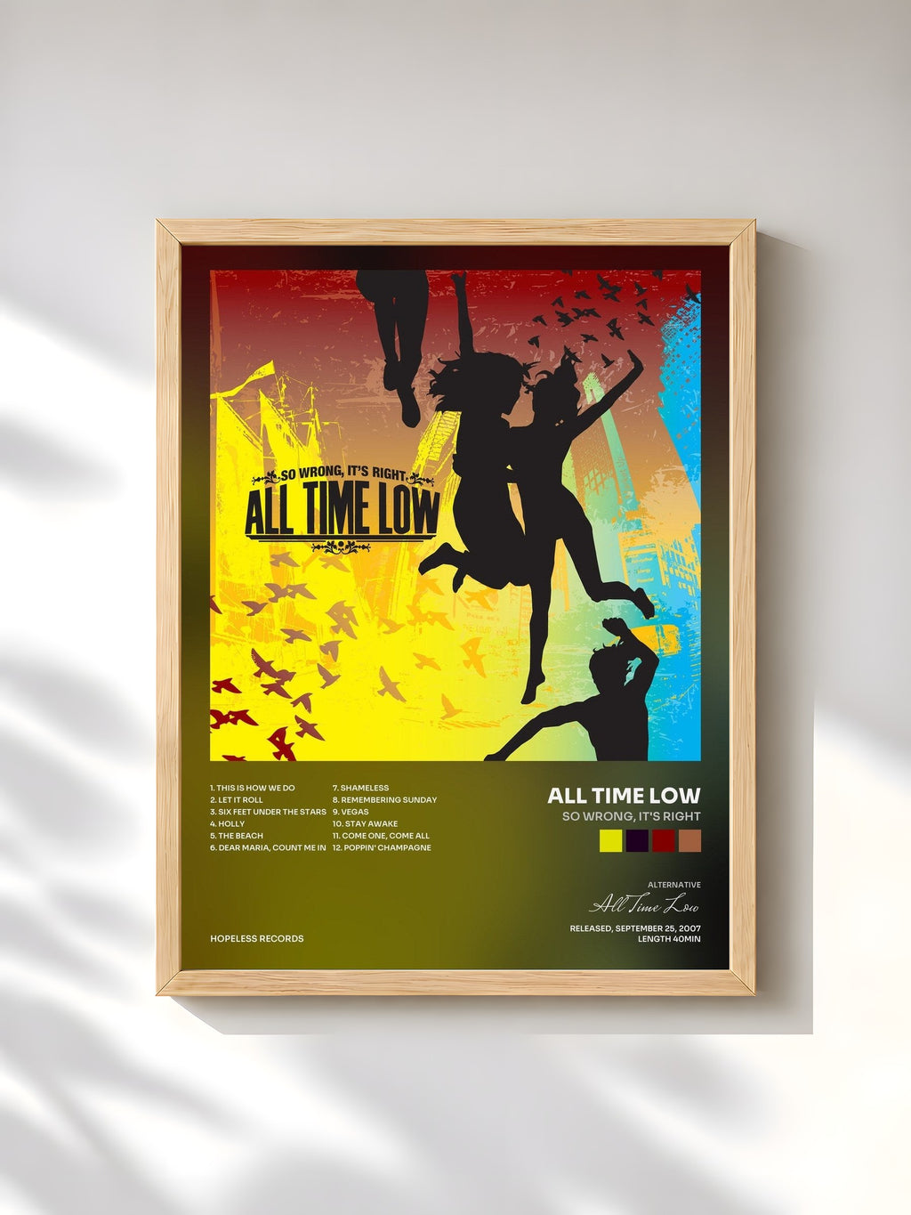 #bois Tableau de l'album So Wrong, It's Right de All Time Low, cadre en bois brut, imprimé et encadré en France