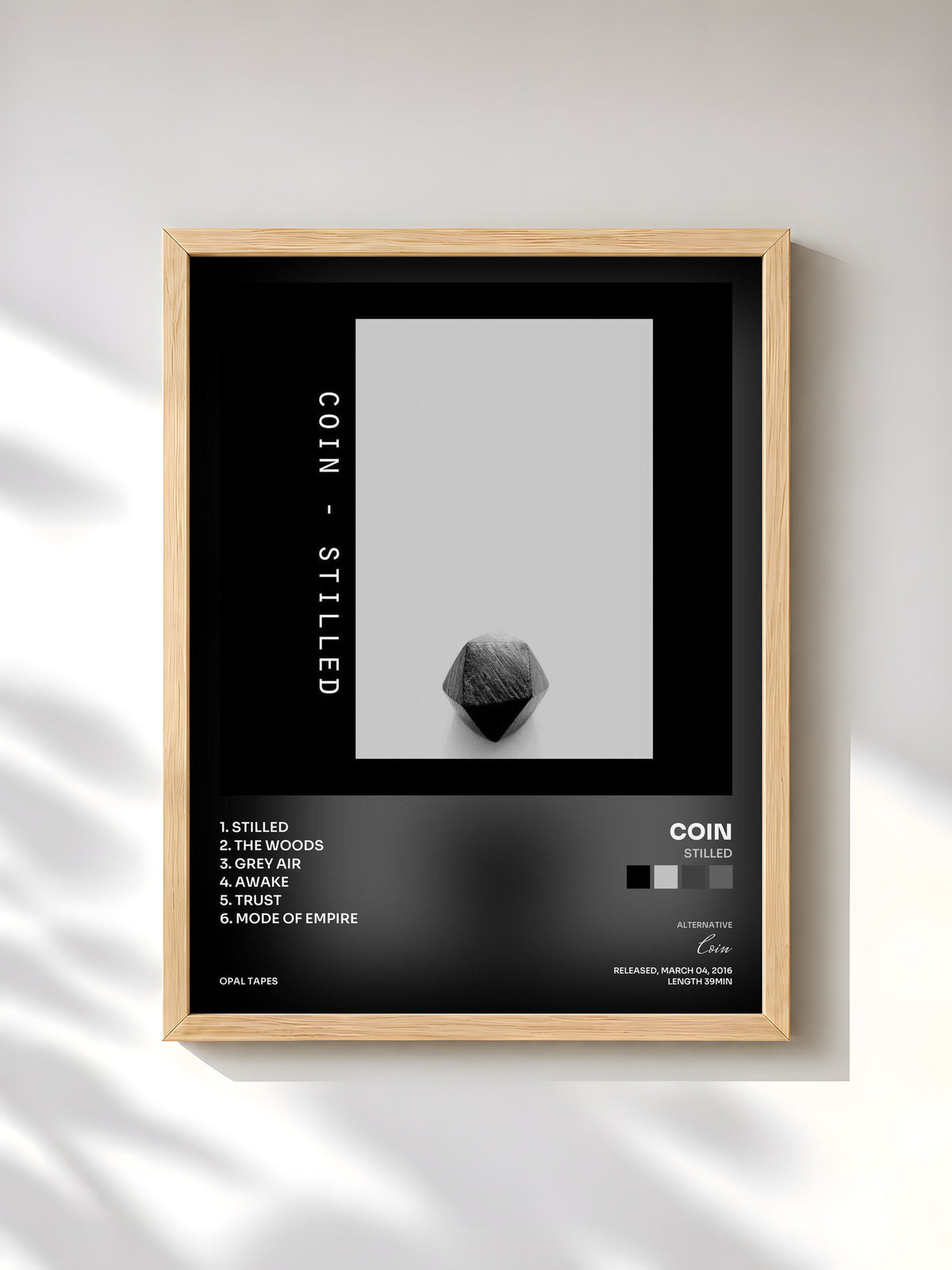 #bois Tableau de l'album Stilled de Coin, cadre en bois brut, imprimé et encadré en France