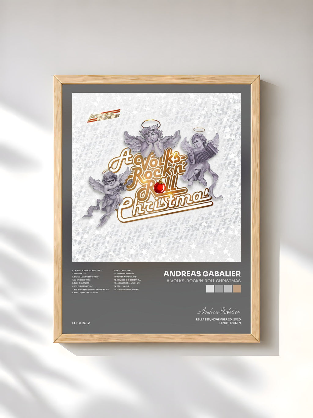 #bois Tableau de l'album A Volks-Rock'n'Roll Christmas de Andreas Gabalier, cadre en bois brut, imprimé et encadré en France
