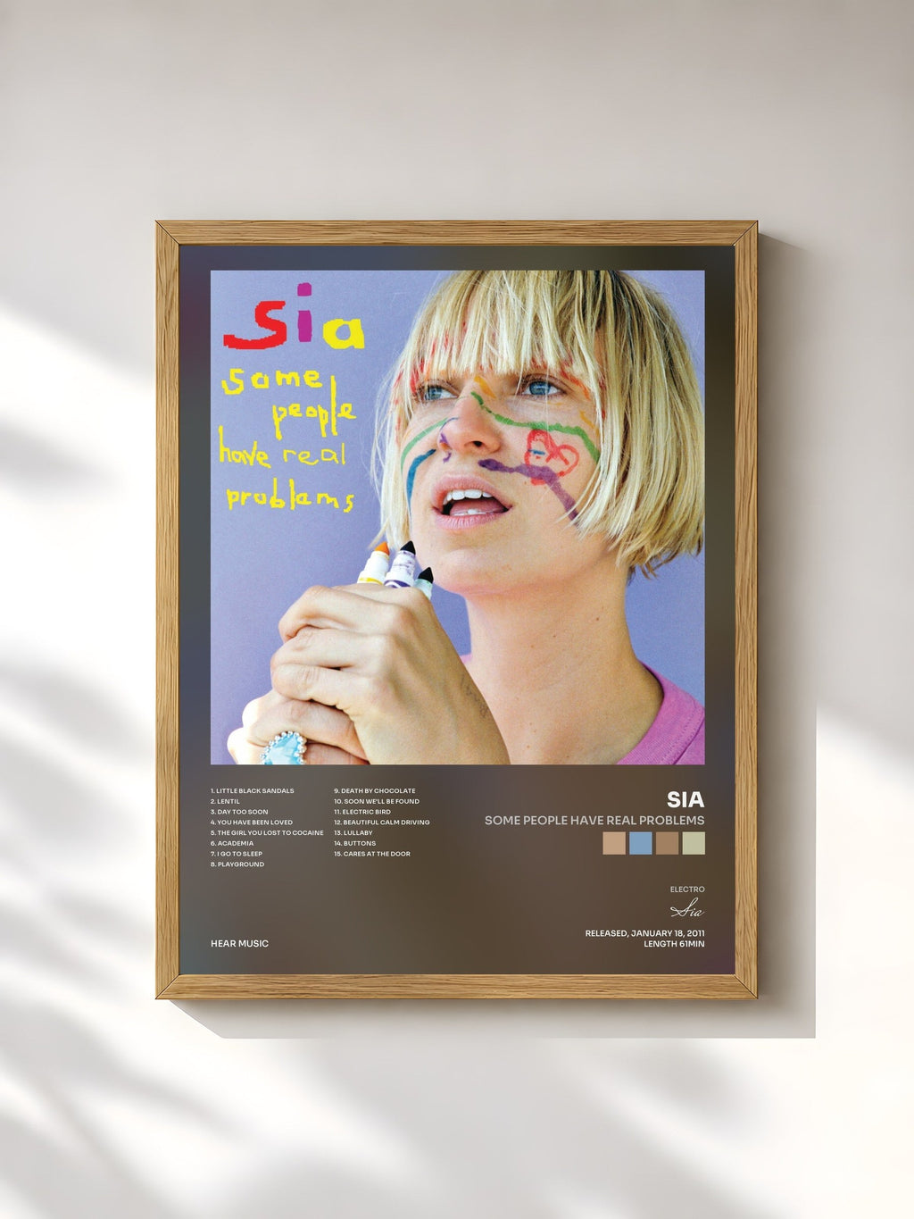 #bois Tableau de l'album Some People Have REAL Problems de Sia, cadre en bois brut, imprimé et encadré en France