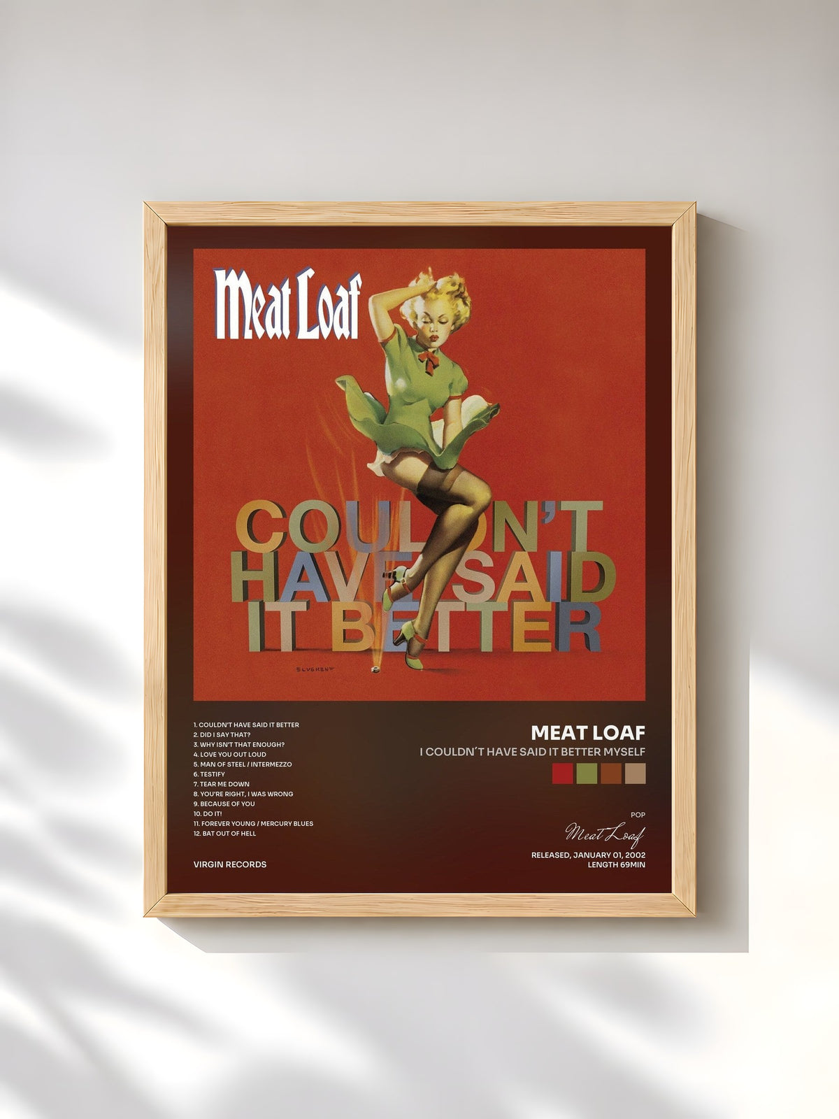 #bois Tableau de l'album I Couldn´t Have Said It Better Myself de Meat Loaf, cadre en bois brut, imprimé et encadré en France