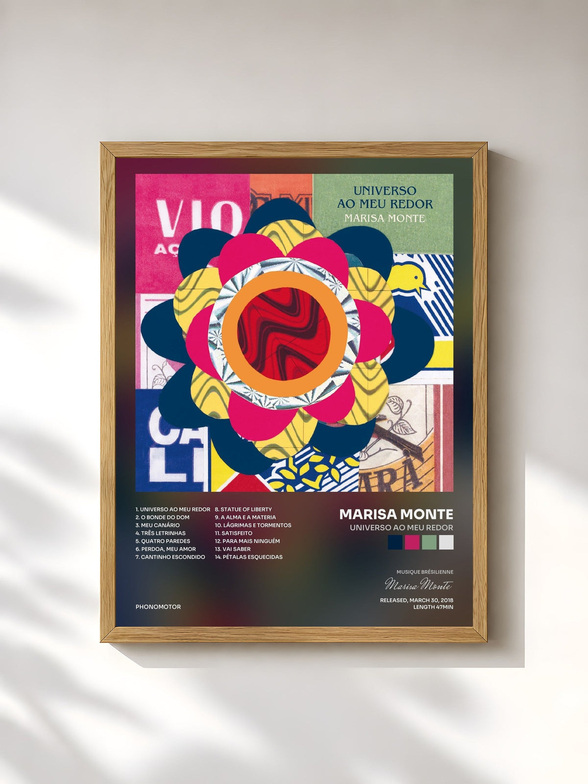 #bois Tableau de l'album Universo Ao Meu Redor de Marisa Monte, cadre en bois brut, imprimé et encadré en France
